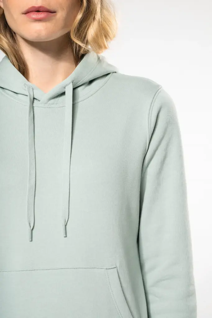 K4028-21_2025 - Hidalgo-werbeartikel Ecologische damessweater met capuchon — productfoto 3