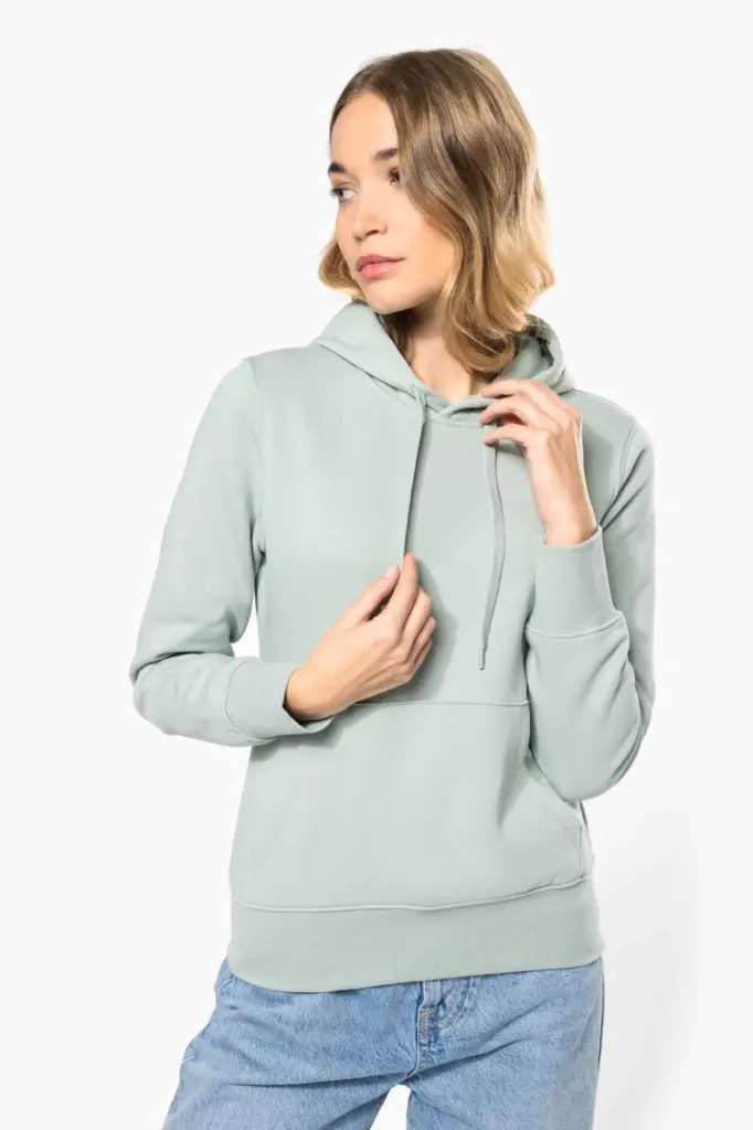 K4028-17_2025 - Hidalgo-werbeartikel Ecologische damessweater met capuchon — productfoto 8
