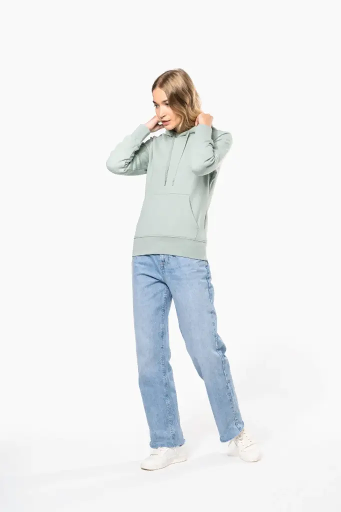 K4028-14_2025 - Hidalgo-werbeartikel Ecologische damessweater met capuchon — productfoto 9