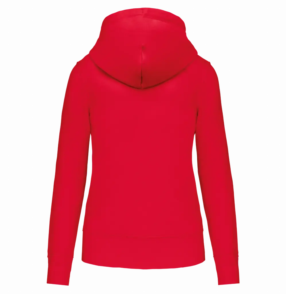 PS_K4028-B_RED - Hidalgo-werbeartikel Ecologische damessweater met capuchon — productfoto 48