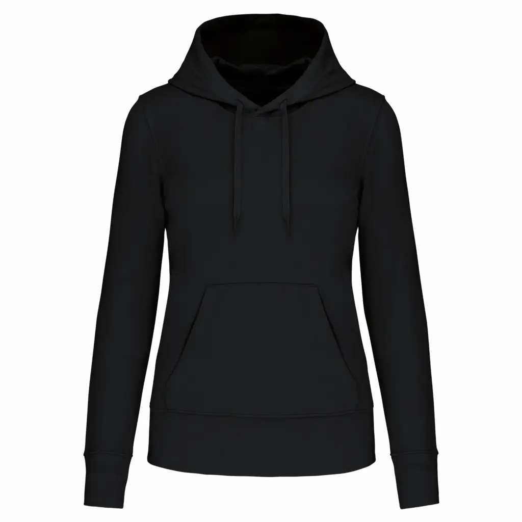 PS_K4028_BLACK - Hidalgo-werbeartikel Ecologische damessweater met capuchon, black — productfoto 14