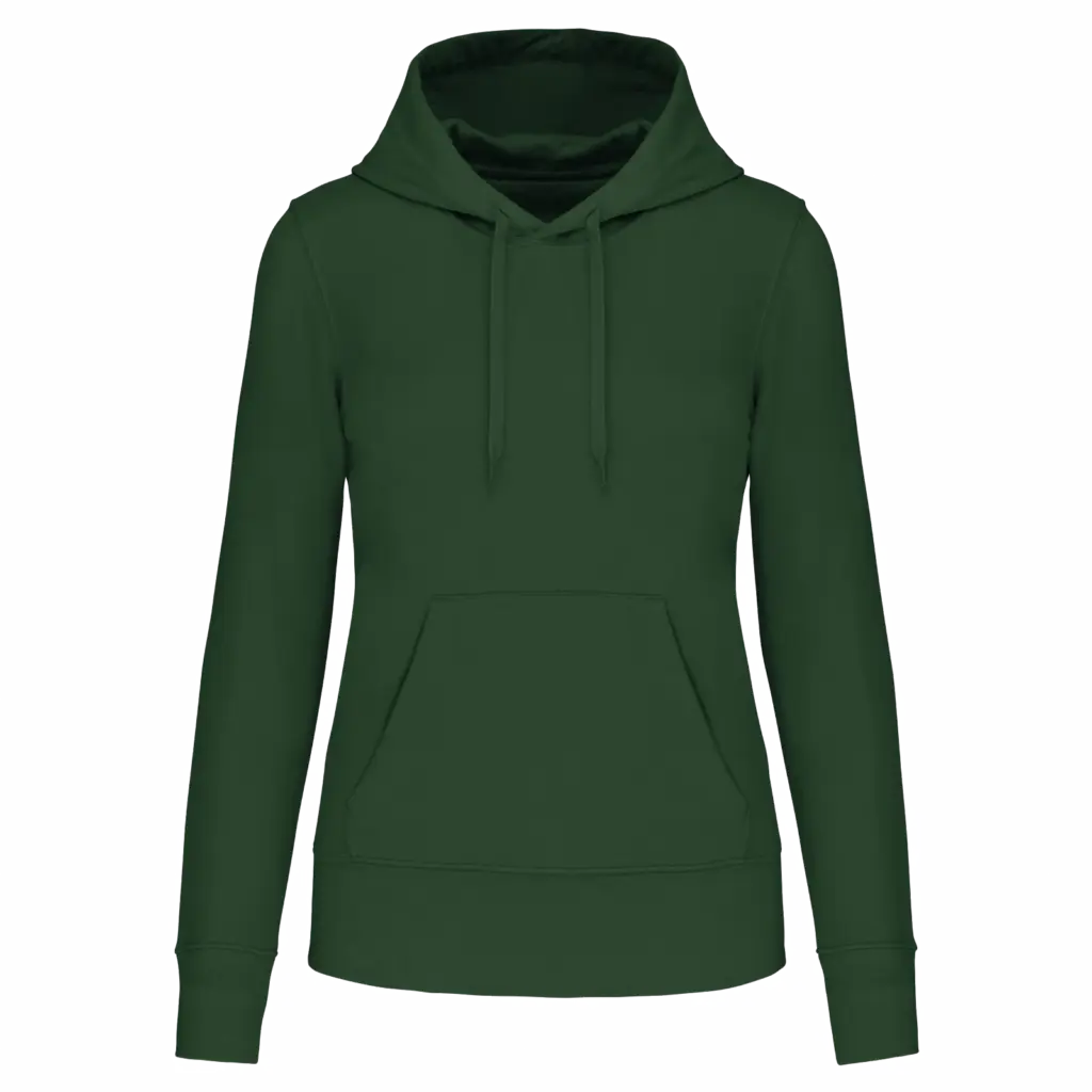 PS_K4028_FORESTGREEN - Hidalgo-werbeartikel Ecologische damessweater met capuchon, forest green — productfoto 23