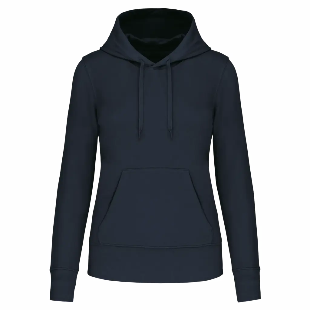 PS_K4028_NAVY - Hidalgo-werbeartikel Ecologische damessweater met capuchon, navy — productfoto 38