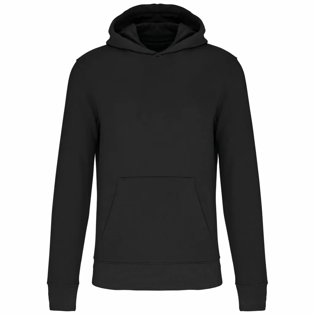 Ecologische kindersweater met capuchon, black — productfoto 10