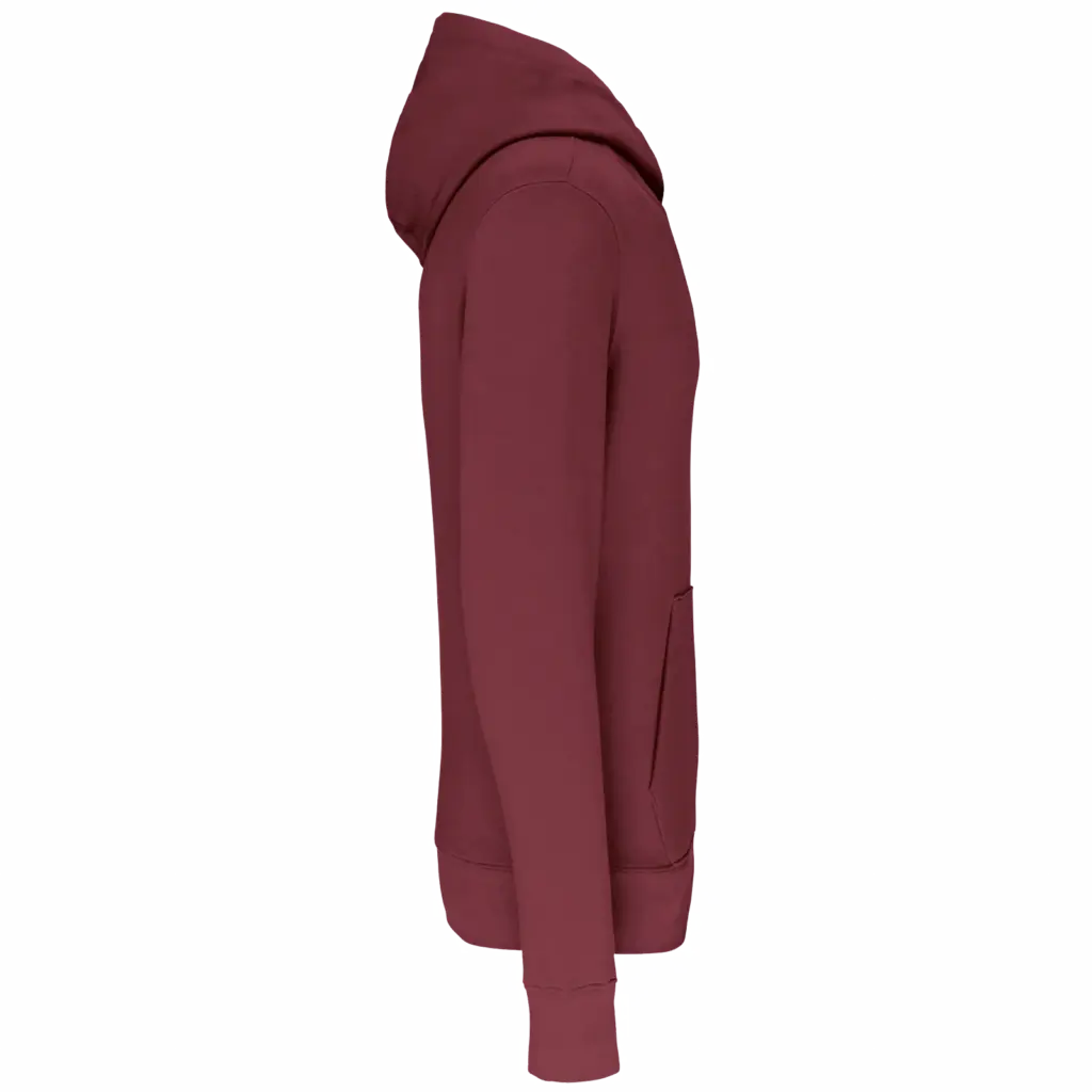 Ecologische kindersweater met capuchon, wine — productfoto 48