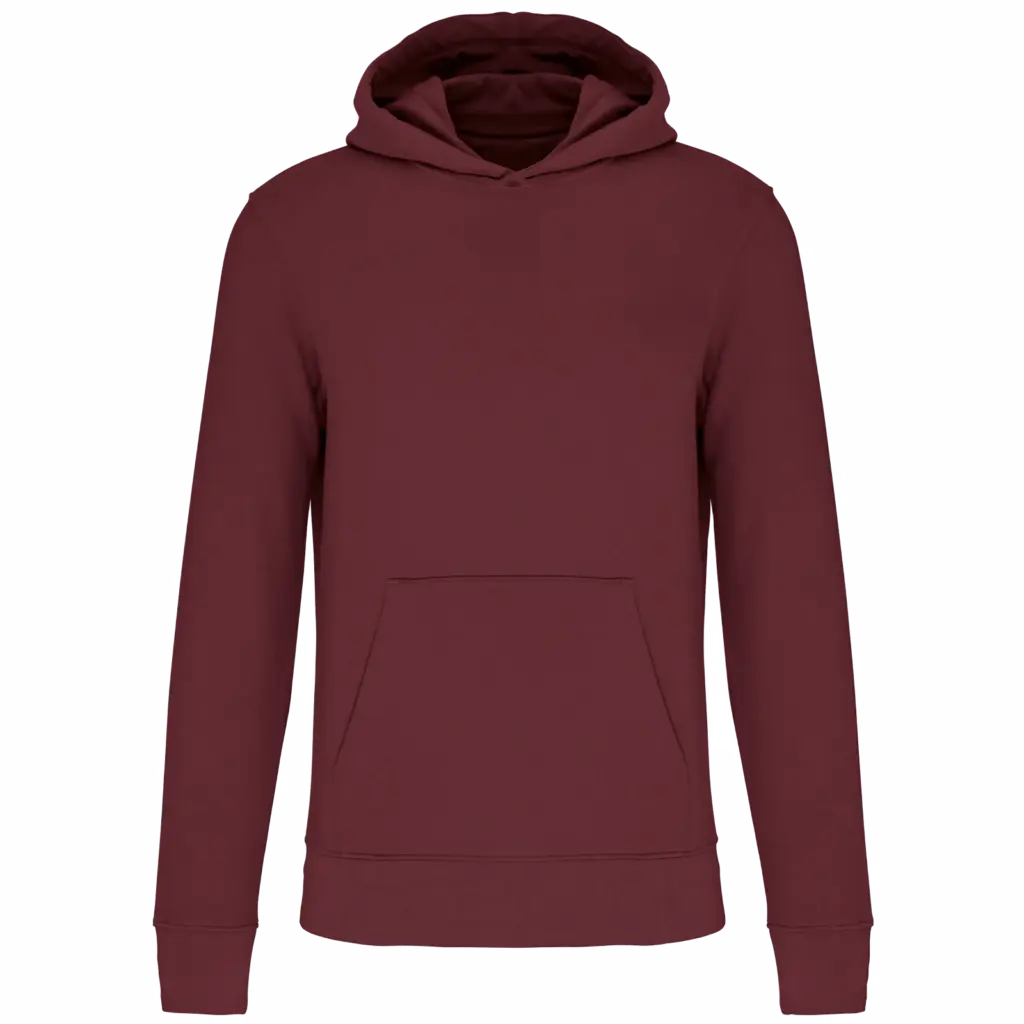 Ecologische kindersweater met capuchon, wine — productfoto 49