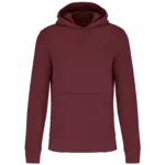 Ecologische kindersweater met capuchon, wine — productfoto 49