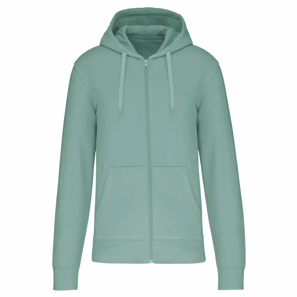 PS_K4030_SAGE - Hidalgo Ecologische herensweater met capuchon en ritssluiting, sage — productfoto 38