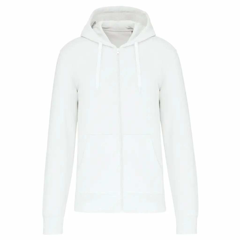 PS_K4030_WHITE - Hidalgo Ecologische herensweater met capuchon en ritssluiting, white — productfoto 41