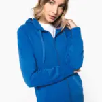 Ecologische damessweater met capuchon en ritssluiting