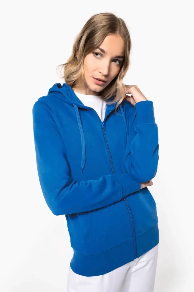 Ecologische damessweater met capuchon en ritssluiting