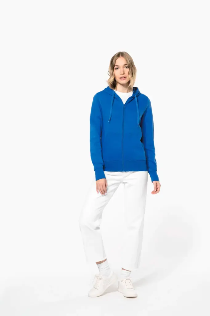 Ecologische damessweater met capuchon en ritssluiting — productfoto 10