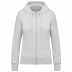 Ecologische damessweater met capuchon en ritssluiting, ash heather — productfoto 12