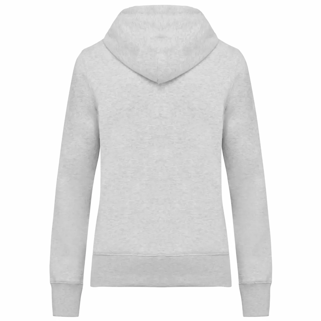 Ecologische damessweater met capuchon en ritssluiting, ash heather — productfoto 13