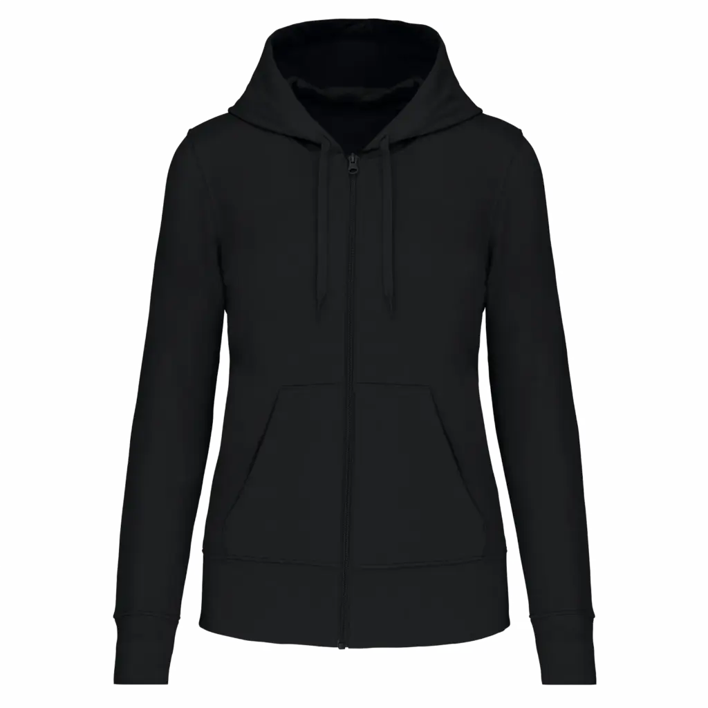 Ecologische damessweater met capuchon en ritssluiting, black — productfoto 15