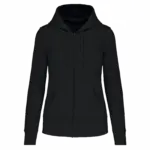 Ecologische damessweater met capuchon en ritssluiting, black — productfoto 15