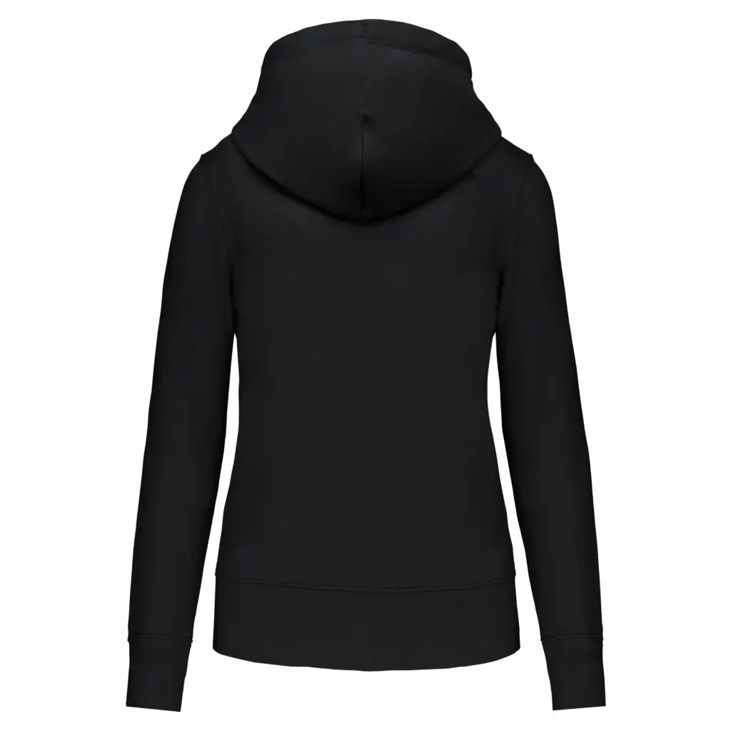 Ecologische damessweater met capuchon en ritssluiting, black — productfoto 16