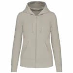 Ecologische damessweater met capuchon en ritssluiting, clay — productfoto 18