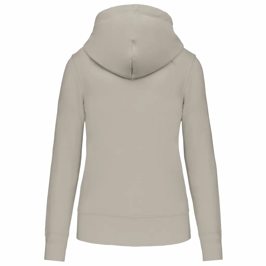 Ecologische damessweater met capuchon en ritssluiting, clay — productfoto 19