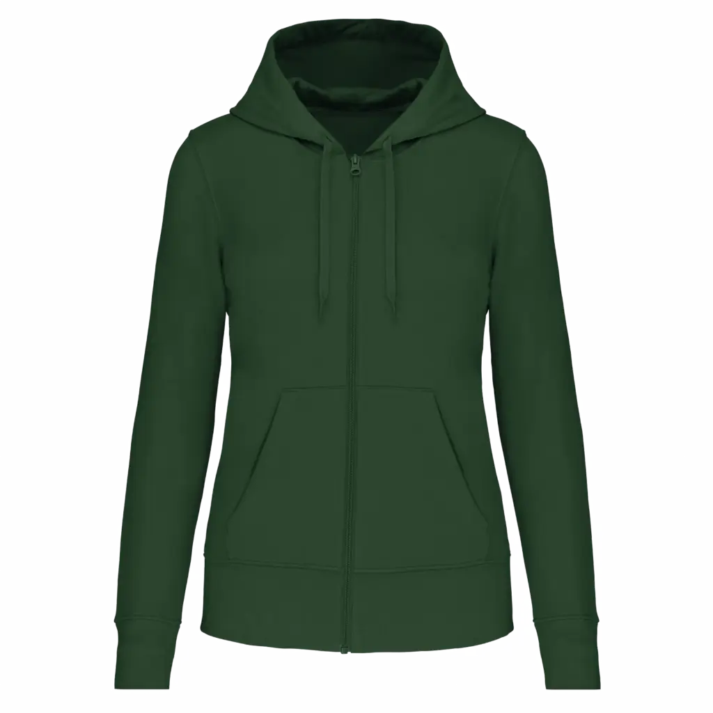 Ecologische damessweater met capuchon en ritssluiting, forest green — productfoto 24