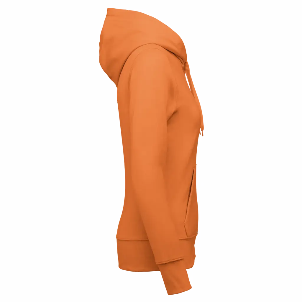 Ecologische damessweater met capuchon en ritssluiting, light orange — productfoto 26