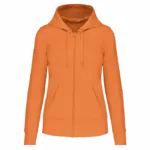 Ecologische damessweater met capuchon en ritssluiting, light orange — productfoto 27
