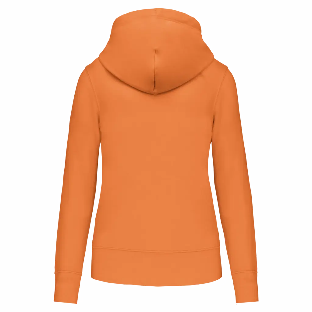 Ecologische damessweater met capuchon en ritssluiting, light orange — productfoto 28