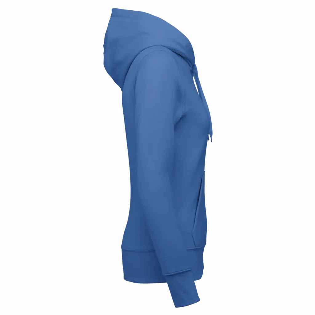Ecologische damessweater met capuchon en ritssluiting, light royal blue — productfoto 29