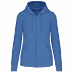 Ecologische damessweater met capuchon en ritssluiting, light royal blue — productfoto 30