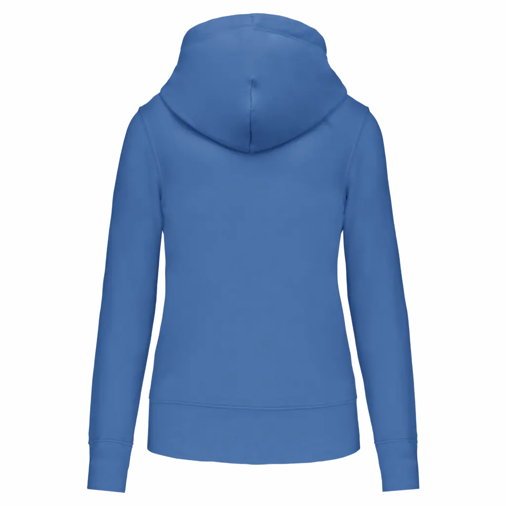 Ecologische damessweater met capuchon en ritssluiting, light royal blue — productfoto 31