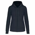 Ecologische damessweater met capuchon en ritssluiting, navy — productfoto 33