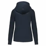 Ecologische damessweater met capuchon en ritssluiting, navy — productfoto 34