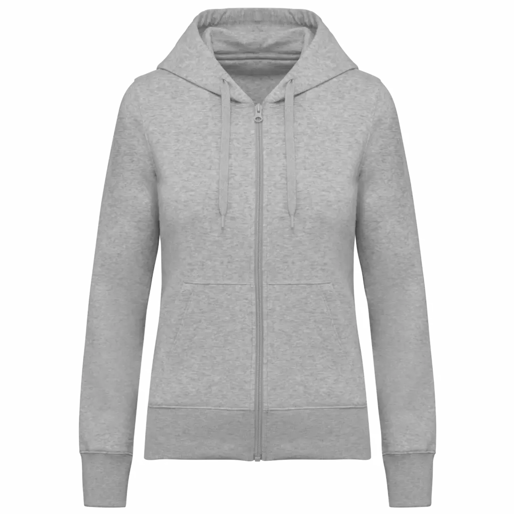 Ecologische damessweater met capuchon en ritssluiting, oxford grey — productfoto 36
