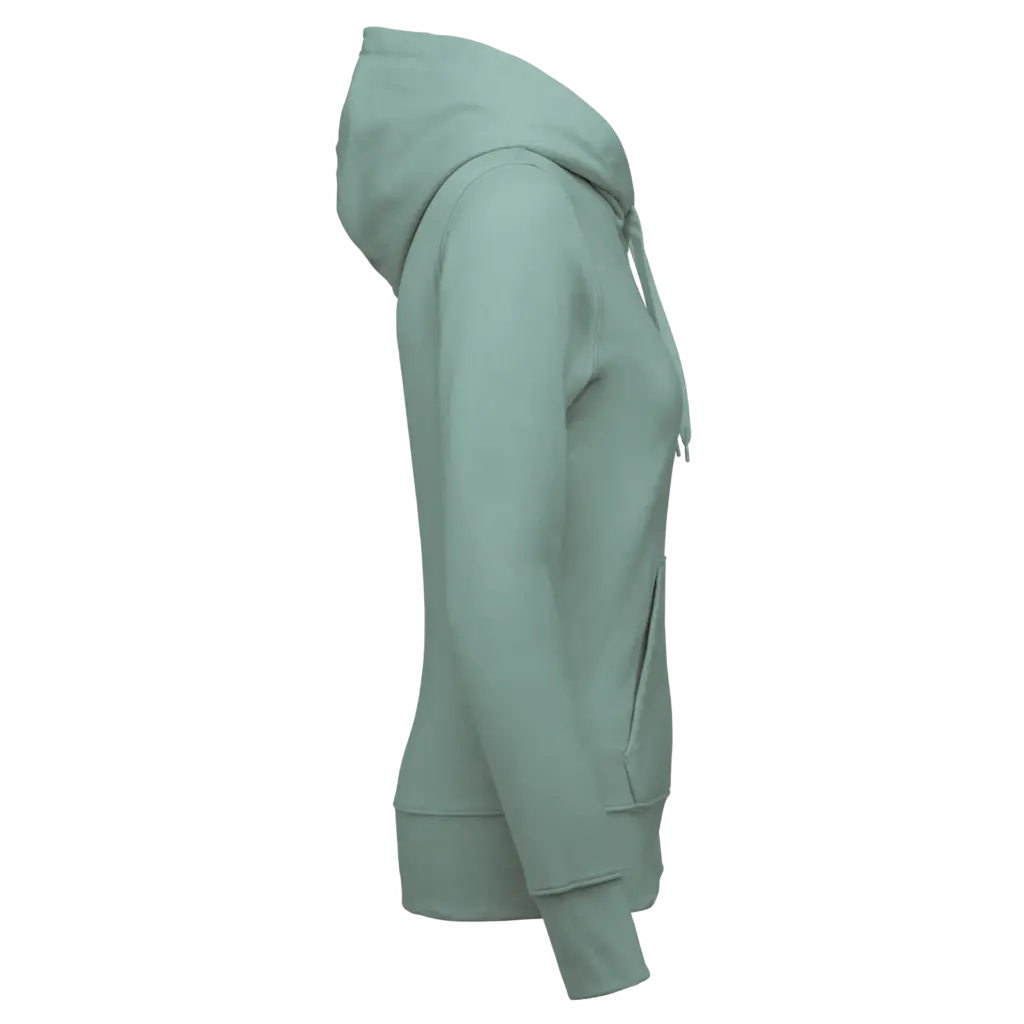 Ecologische damessweater met capuchon en ritssluiting, sage — productfoto 41
