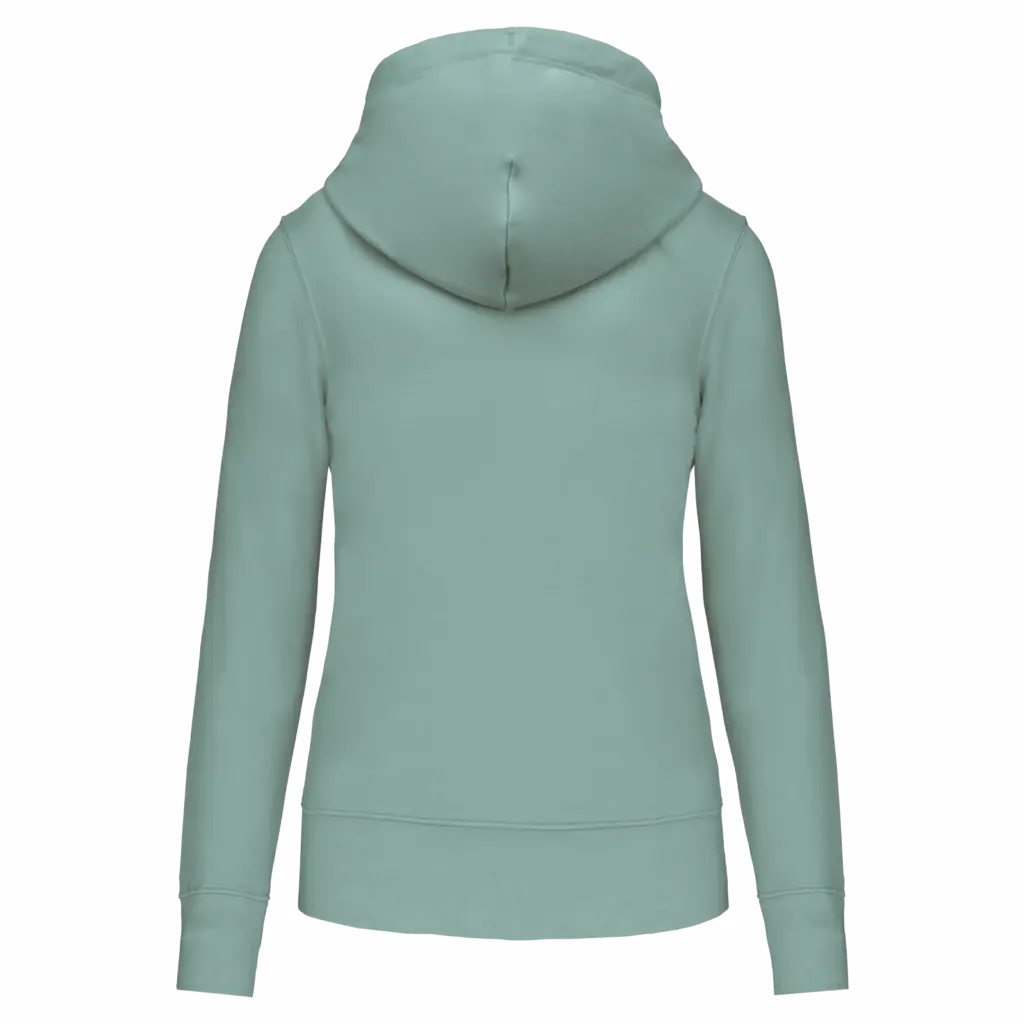 Ecologische damessweater met capuchon en ritssluiting, sage — productfoto 43