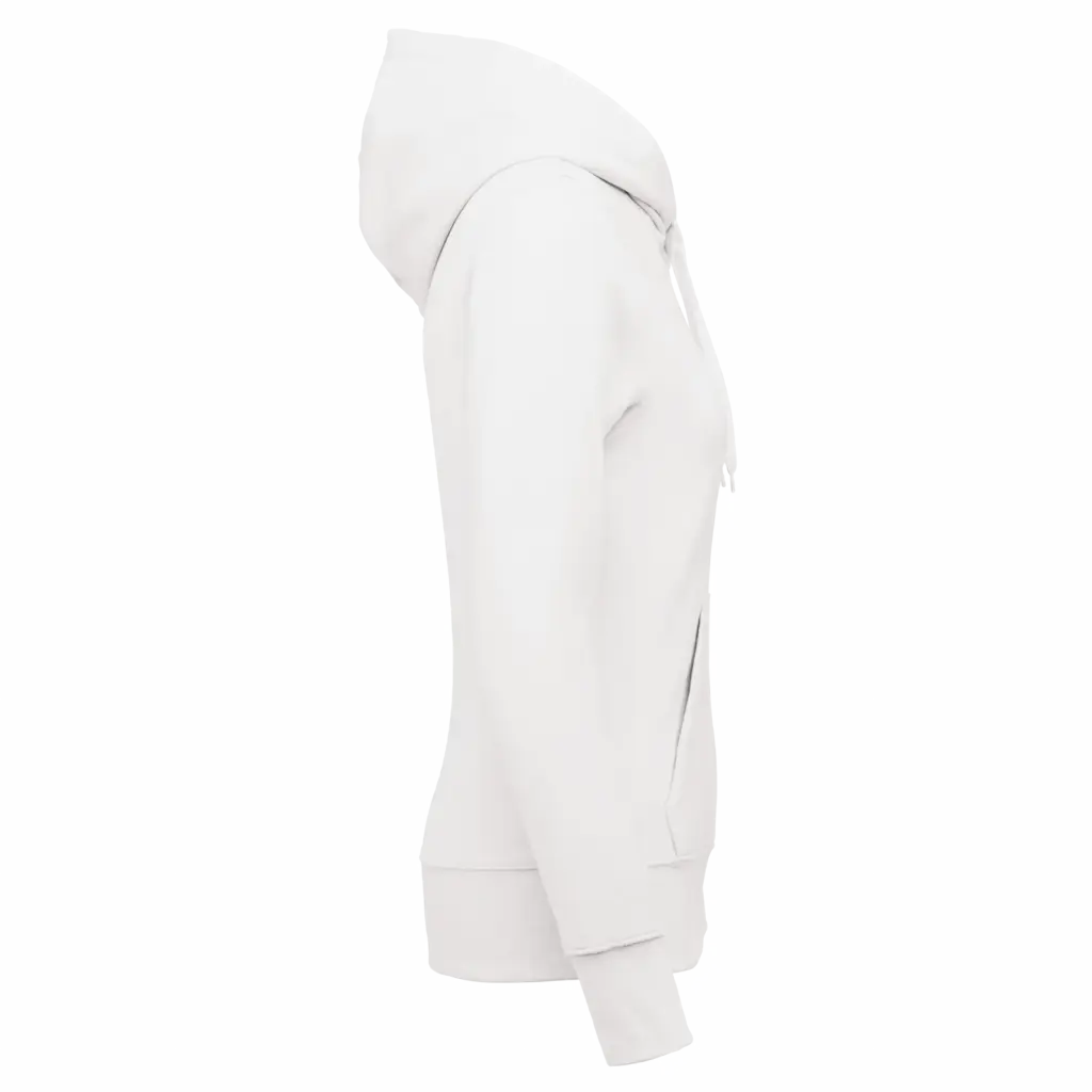 Ecologische damessweater met capuchon en ritssluiting, white — productfoto 44
