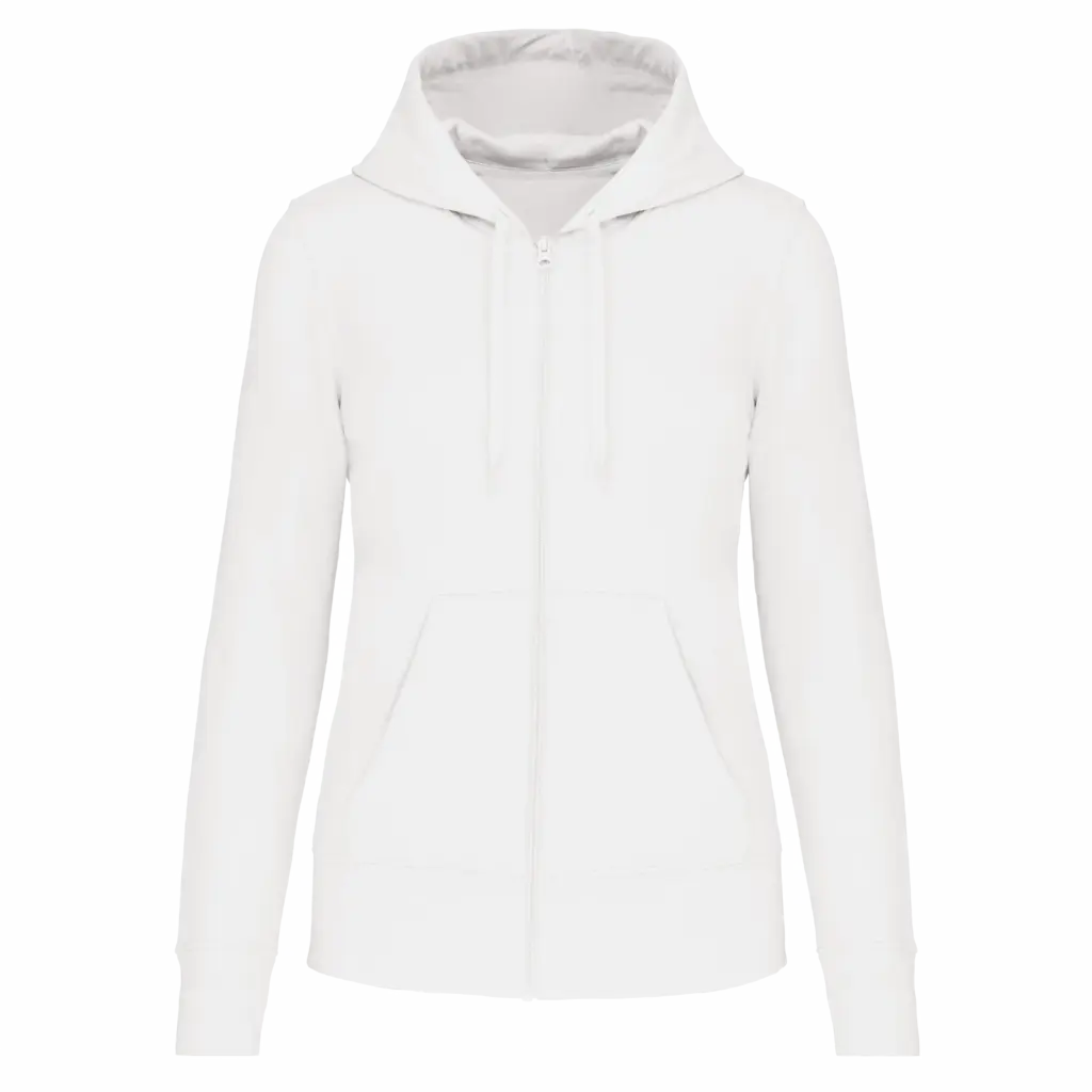 Ecologische damessweater met capuchon en ritssluiting, white — productfoto 45
