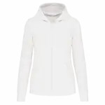 Ecologische damessweater met capuchon en ritssluiting, white — productfoto 45