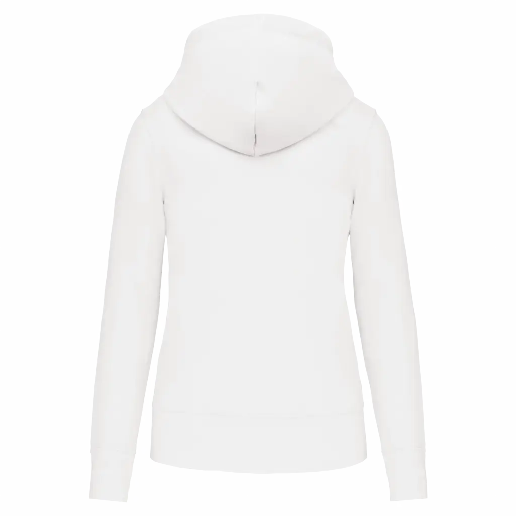 Ecologische damessweater met capuchon en ritssluiting, white — productfoto 46