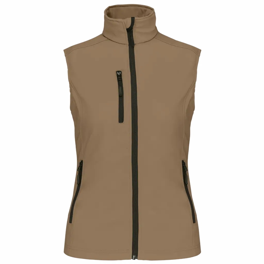 Dames softshell bodywarmer, camel — productfoto 16