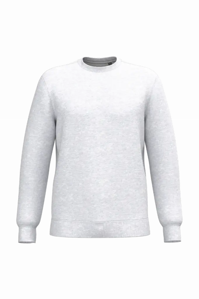 Gerecyclede uniseks sweater met ronde hals, ash heather — productfoto 33