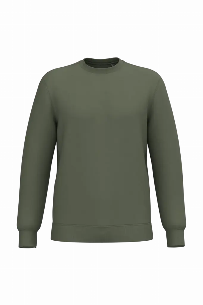Gerecyclede uniseks sweater met ronde hals, caper green — productfoto 39