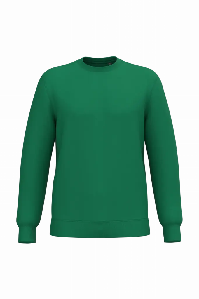 Gerecyclede uniseks sweater met ronde hals, kelly green — productfoto 48