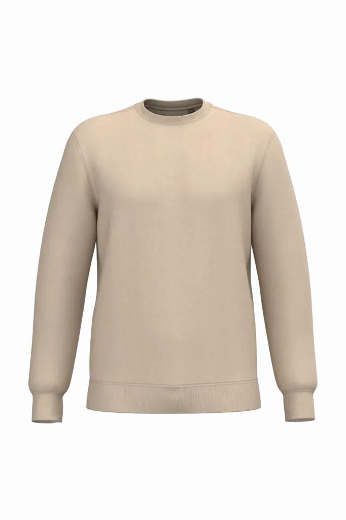 Gerecyclede uniseks sweater met ronde hals, light sand — productfoto 54