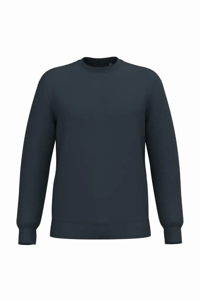 Gerecyclede uniseks sweater met ronde hals, navy — productfoto 57