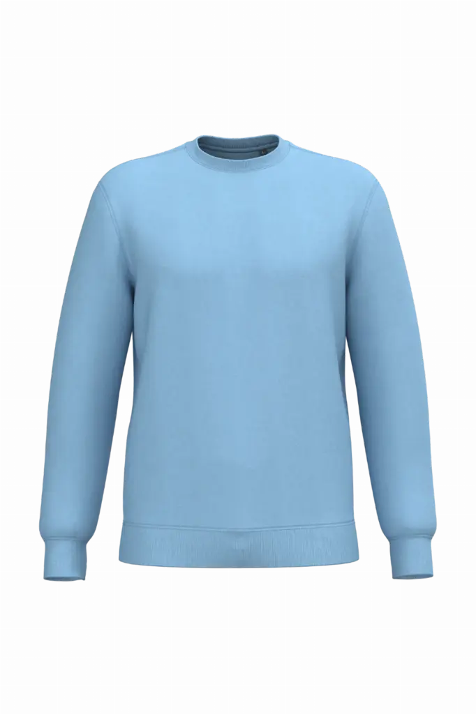 Gerecyclede uniseks sweater met ronde hals, sky blue — productfoto 75