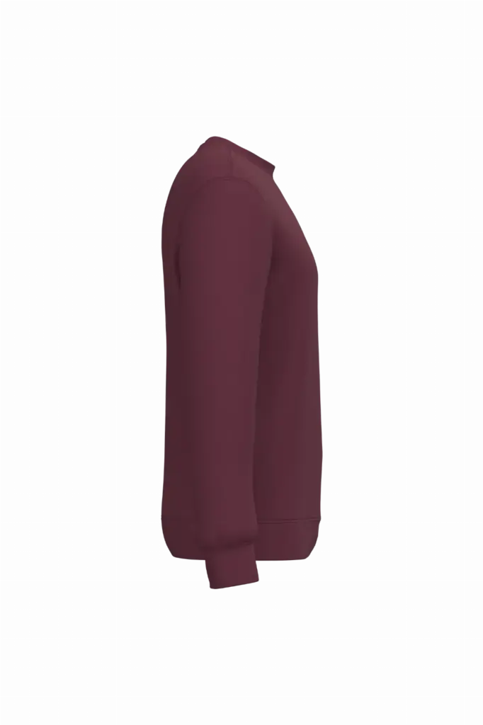 Gerecyclede uniseks sweater met ronde hals, wine — productfoto 80