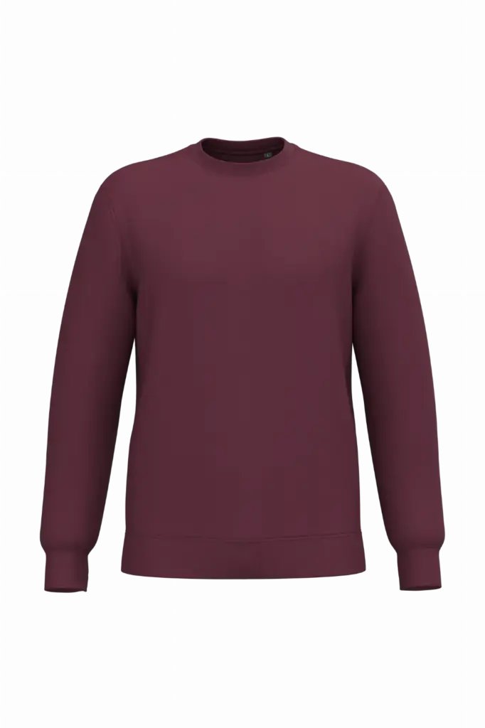 Gerecyclede uniseks sweater met ronde hals, wine — productfoto 81