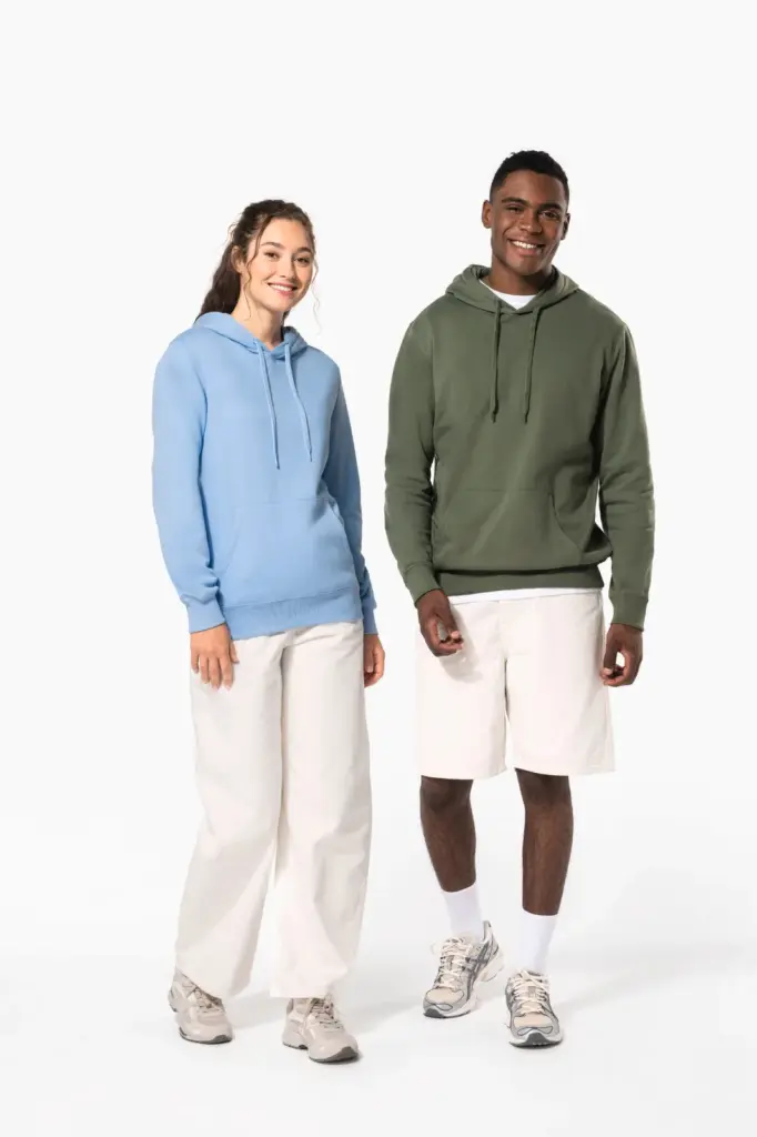 Gerecyclede uniseks sweater met capuchon — productfoto 17