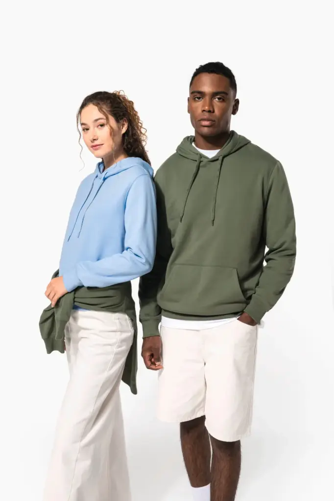 Gerecyclede uniseks sweater met capuchon — productfoto 18